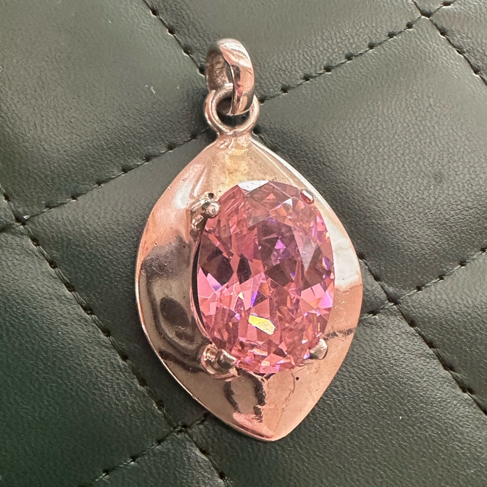 Large Pink Gemstone Pendant - Picture 3 of 14